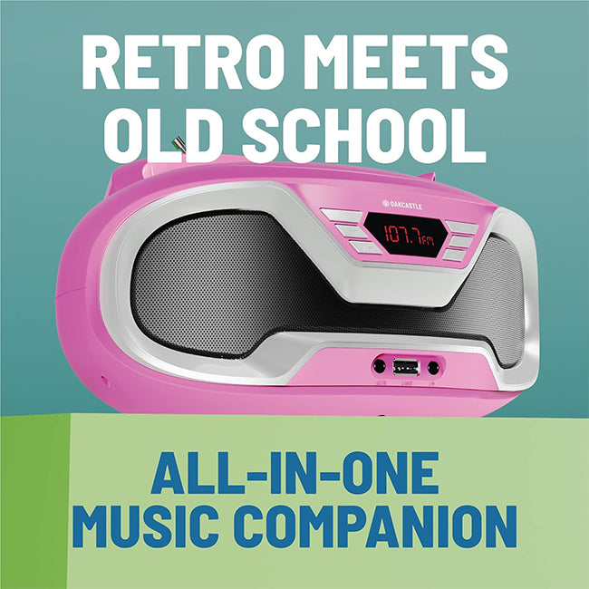 Majority Oakcastle CD200 Portable Bluetooth CD Player - Pink
