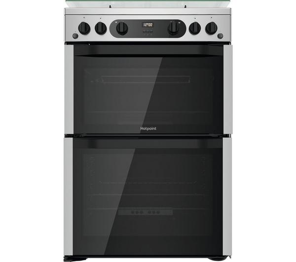 Hotpoint 60 cm Double Oven Gas Cooker – Stainless Steel