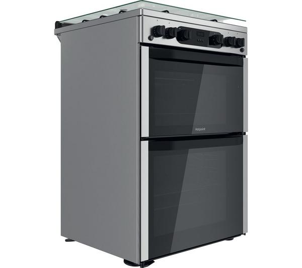 Hotpoint 60 cm Double Oven Gas Cooker – Stainless Steel