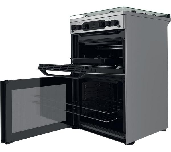Hotpoint 60 cm Double Oven Gas Cooker – Stainless Steel