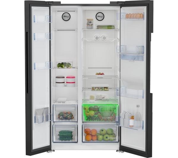 Beko American‑Style Fridge Freezer – Black Steel