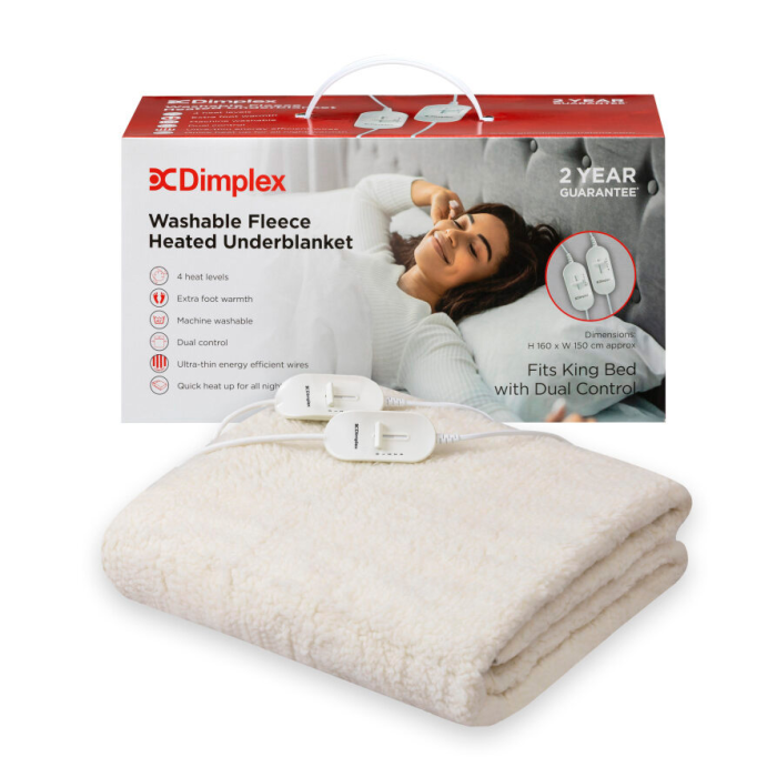 Dimplex King Washable Fleece Heated Underblanket Dual Control