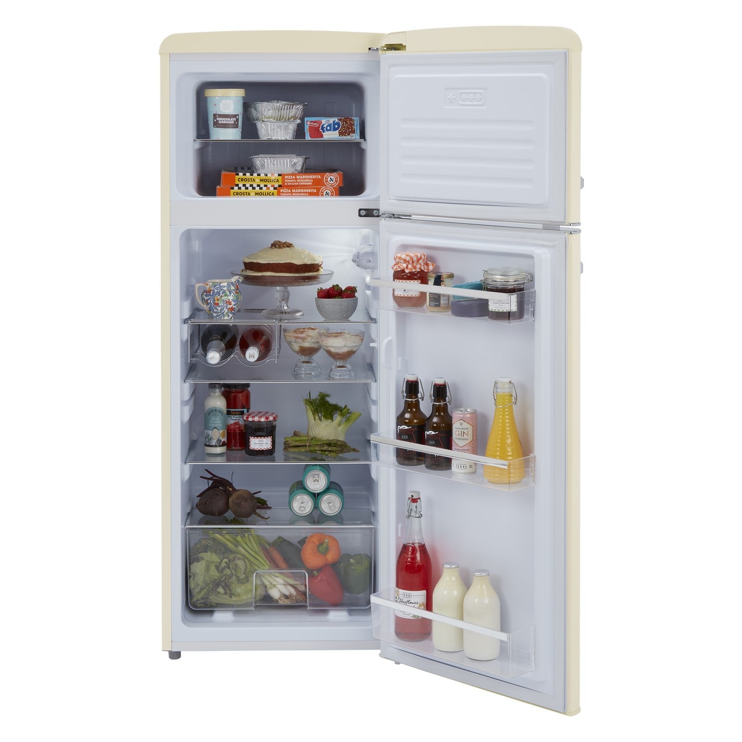 BETTY-BARLEY Retro 55cm freestanding top mount fridge freezer