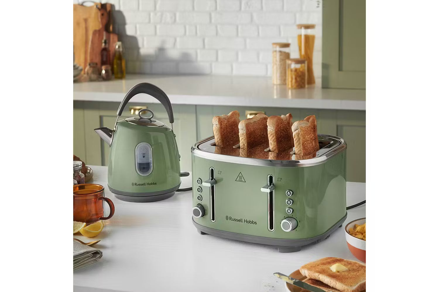 Russell Hobbs Stylevia 4 Slice Toaster | 26294 | Sage Green