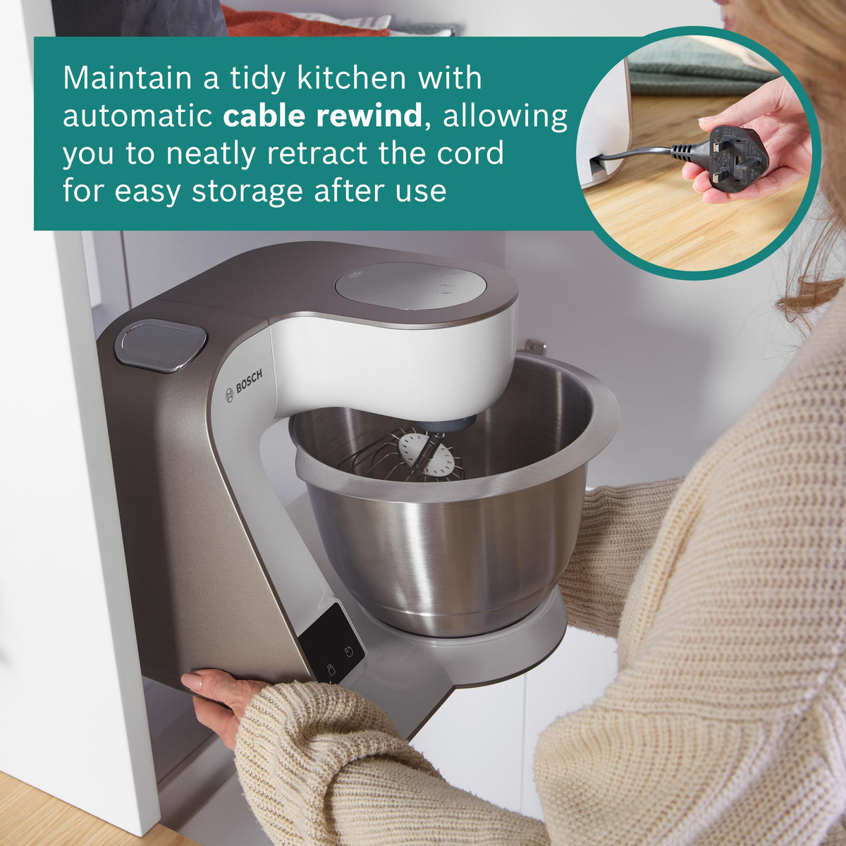Bosch Series 4 MUM5 Stand Mixer with Integrated Scales 1000W - White | MUM5XW40G