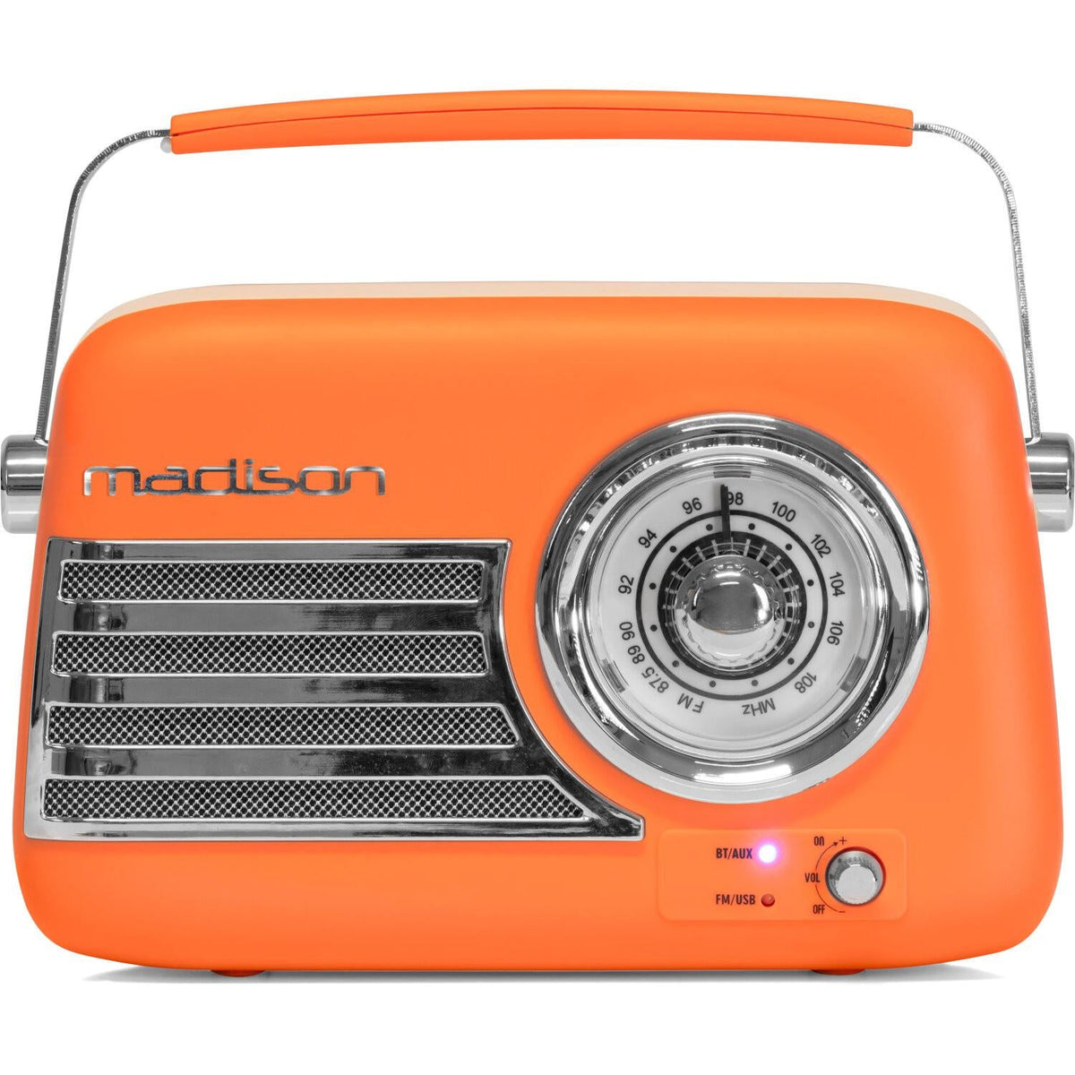 Madison FREESOUND-VR40OR-MAT Portable Vintage Radio Bluetooth FM Orange