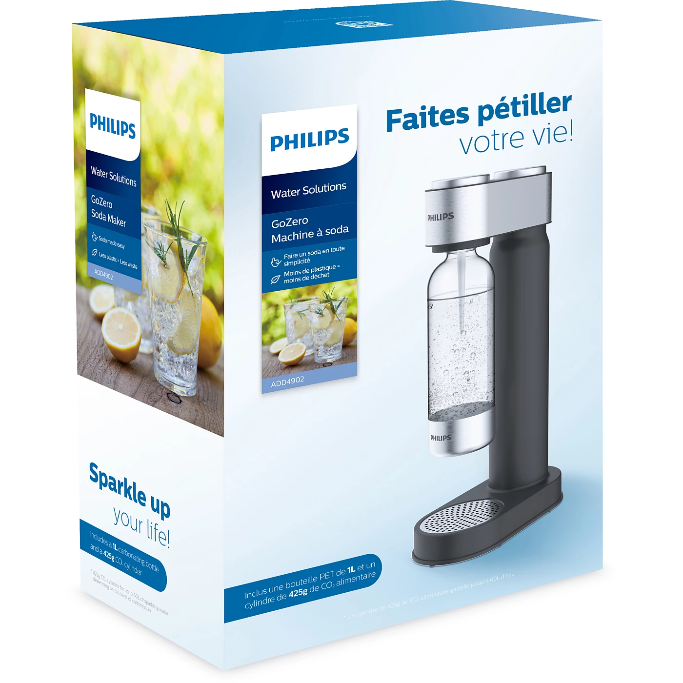 Philips Premium GoZero Soda maker,1 bottle,1 Cylinder – Metal