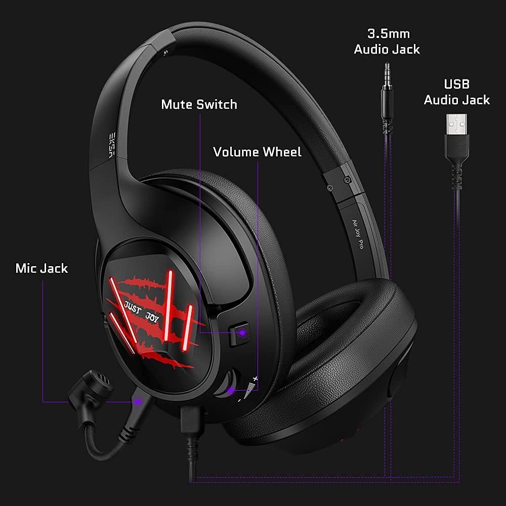 EKSA Air Joy Pro Red 7.1 Surround Sound Gaming Headset