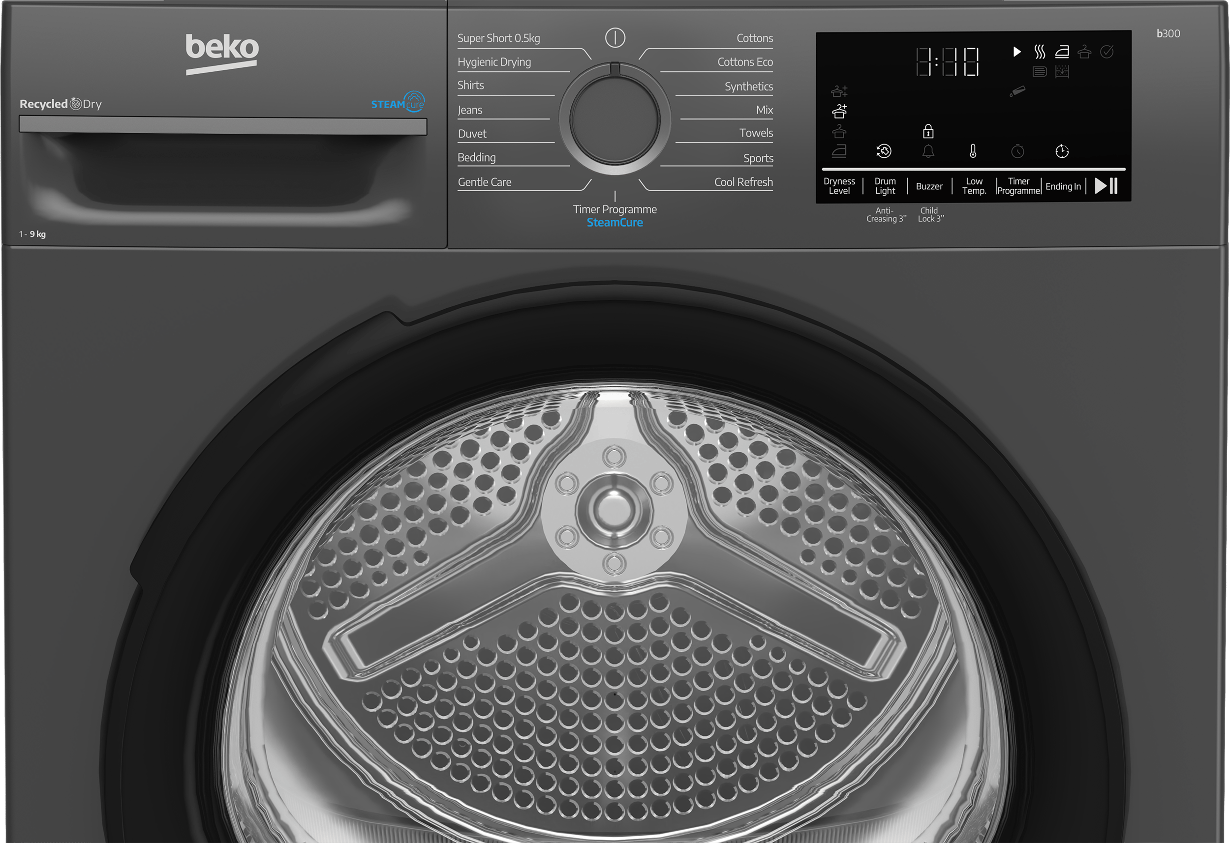 Beko 9kg Heat Pump Tumble Dryer Anthracite - BM3T3933NA