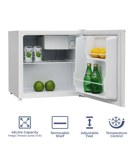 Adamo BC-50C Table Top Fridge 46L with Ice Box & Lock White