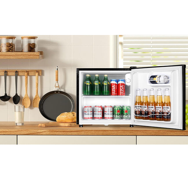 ADAMO 46 L Table‑Top Fridge with Icebox & Lock – Black