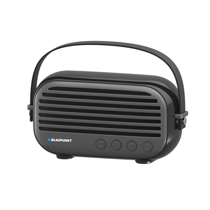 Blaupunkt Wireless Vintage Speaker, 2 x5 W, Bluetooth, FM Radio, Hands Free, SD Card Slot – Black