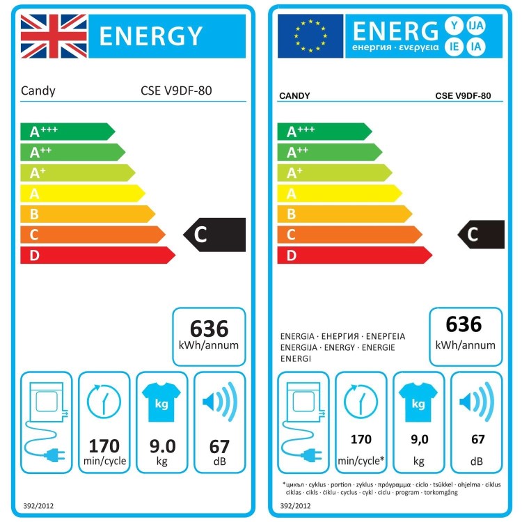 Candy 9kg Vented Tumble Dryer | CSEV9DF-80