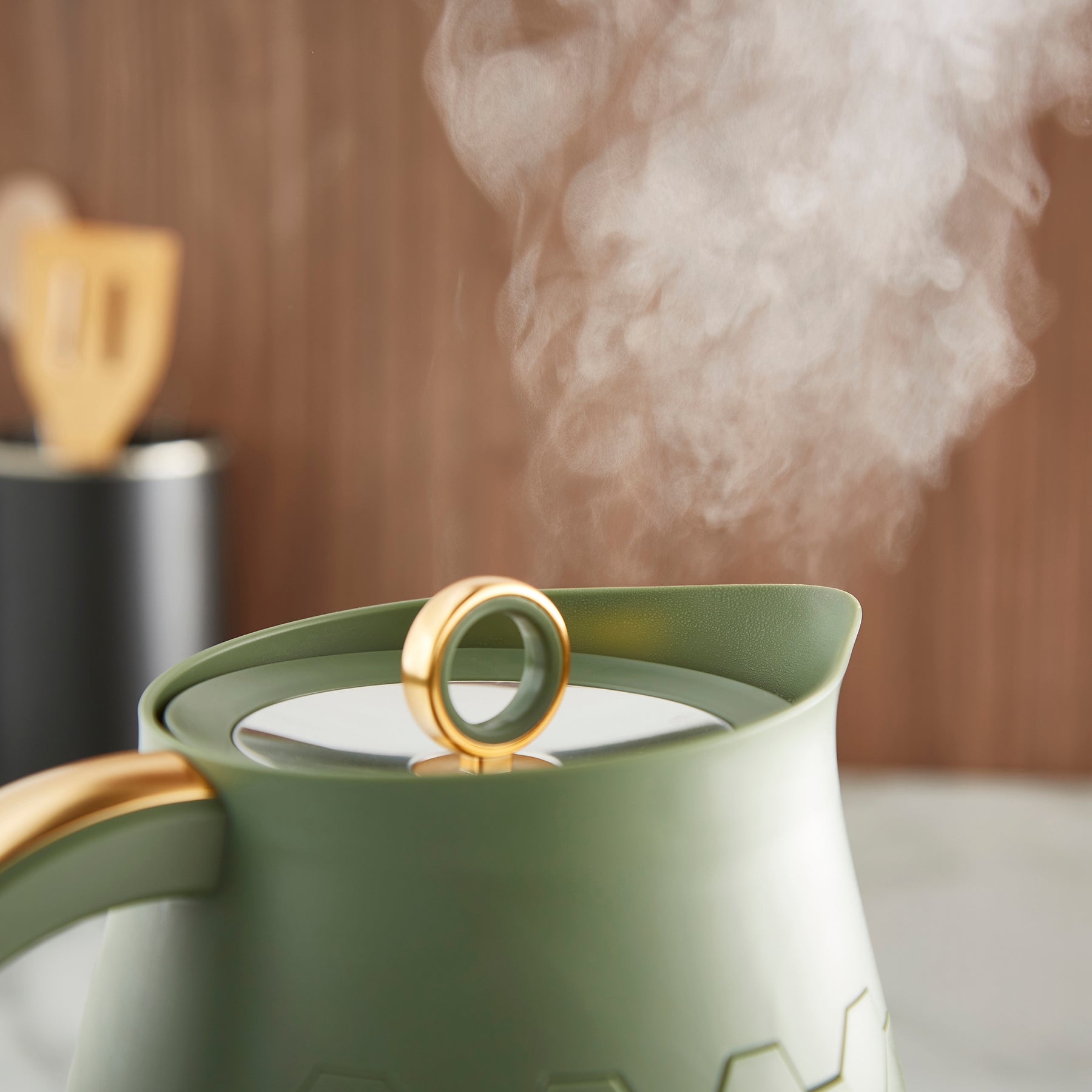 Morphy Richards Cassini 1.7L Jug Kettle – Olivine Green & Gold