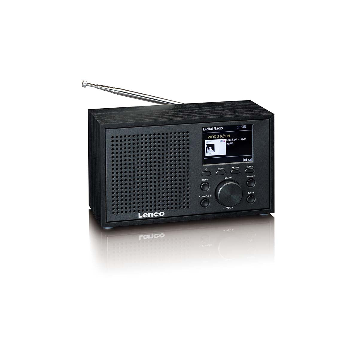 LENCO DAR-017BK - Compact and stylish DAB+/FM radio with Bluetooth® and wooden casing - Black