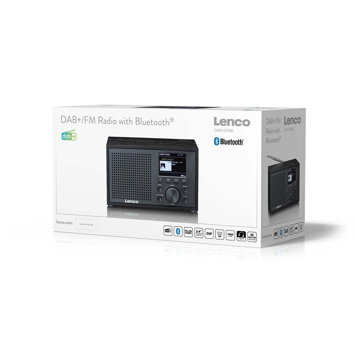 LENCO DAR-017BK - Compact and stylish DAB+/FM radio with Bluetooth® and wooden casing - Black