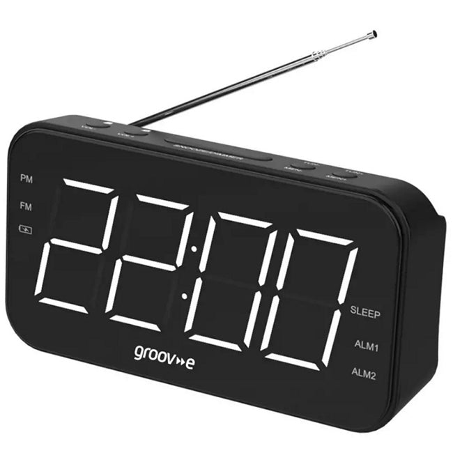 Groov-e GV-CR02-BK Radio Curve Rechargeable Alarm Clock Radio - Black