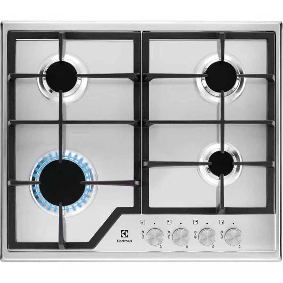 Electrolux EGS6426SX 60 cm Stainless Steel Built-in Gas Hob – 4 Burners, Cast Iron Grids
