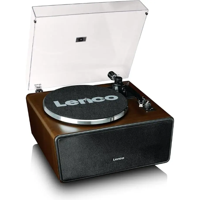 Lenco LS-470WA All-in-One Turntable with Built-In Speakers – Walnut Finish