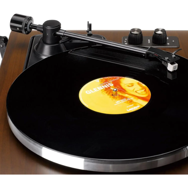 Lenco LS-470WA All-in-One Turntable with Built-In Speakers – Walnut Finish