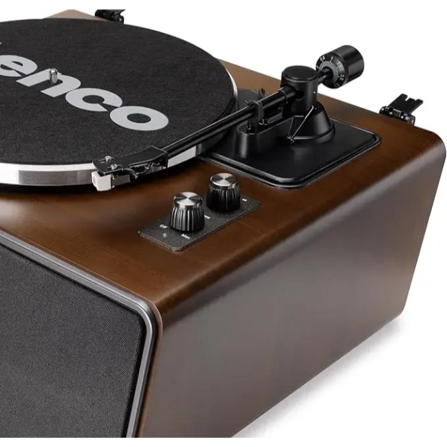 Lenco LS-470WA All-in-One Turntable with Built-In Speakers – Walnut Finish