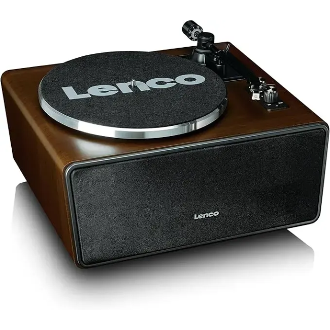 Lenco LS-470WA All-in-One Turntable with Built-In Speakers – Walnut Finish