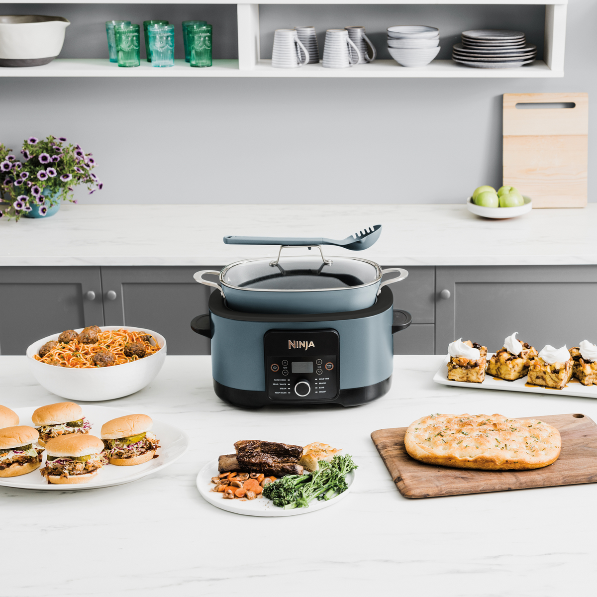 Ninja Foodi PossibleCooker 8-in-1 Multi Cooker 8L Sea Salt Grey | MC1001UK