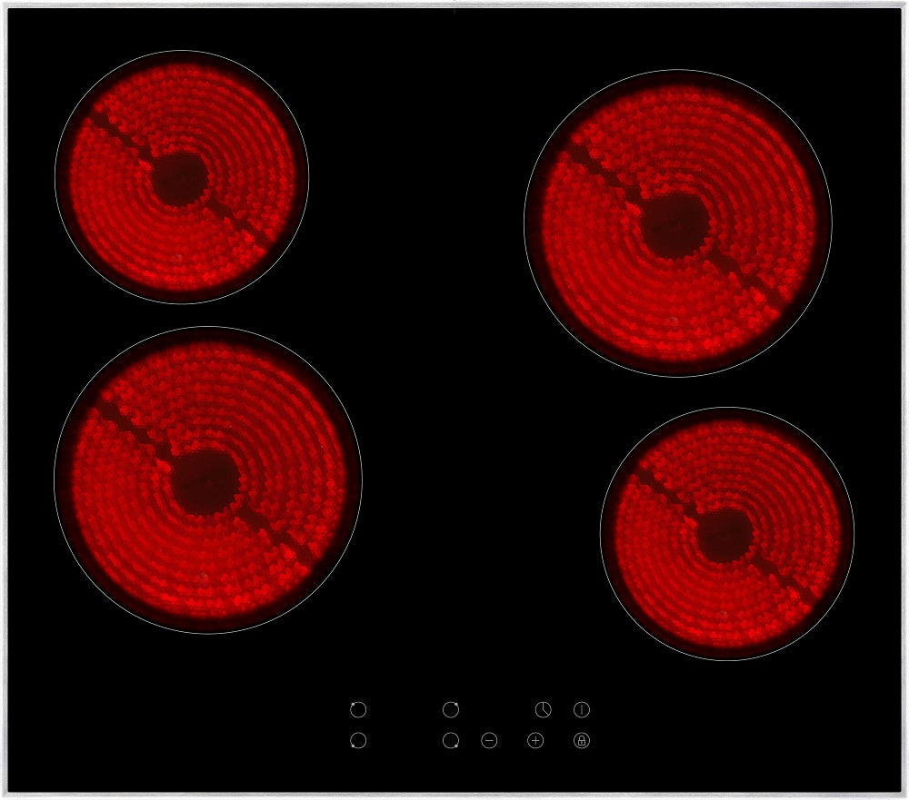 PowerPoint 4 Zone Ceramic Touch Control Hob Stainless Steel & Black