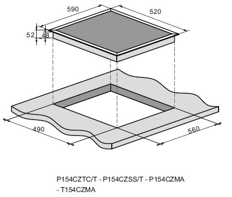 PowerPoint 4 Zone Ceramic Touch Control Hob Stainless Steel & Black