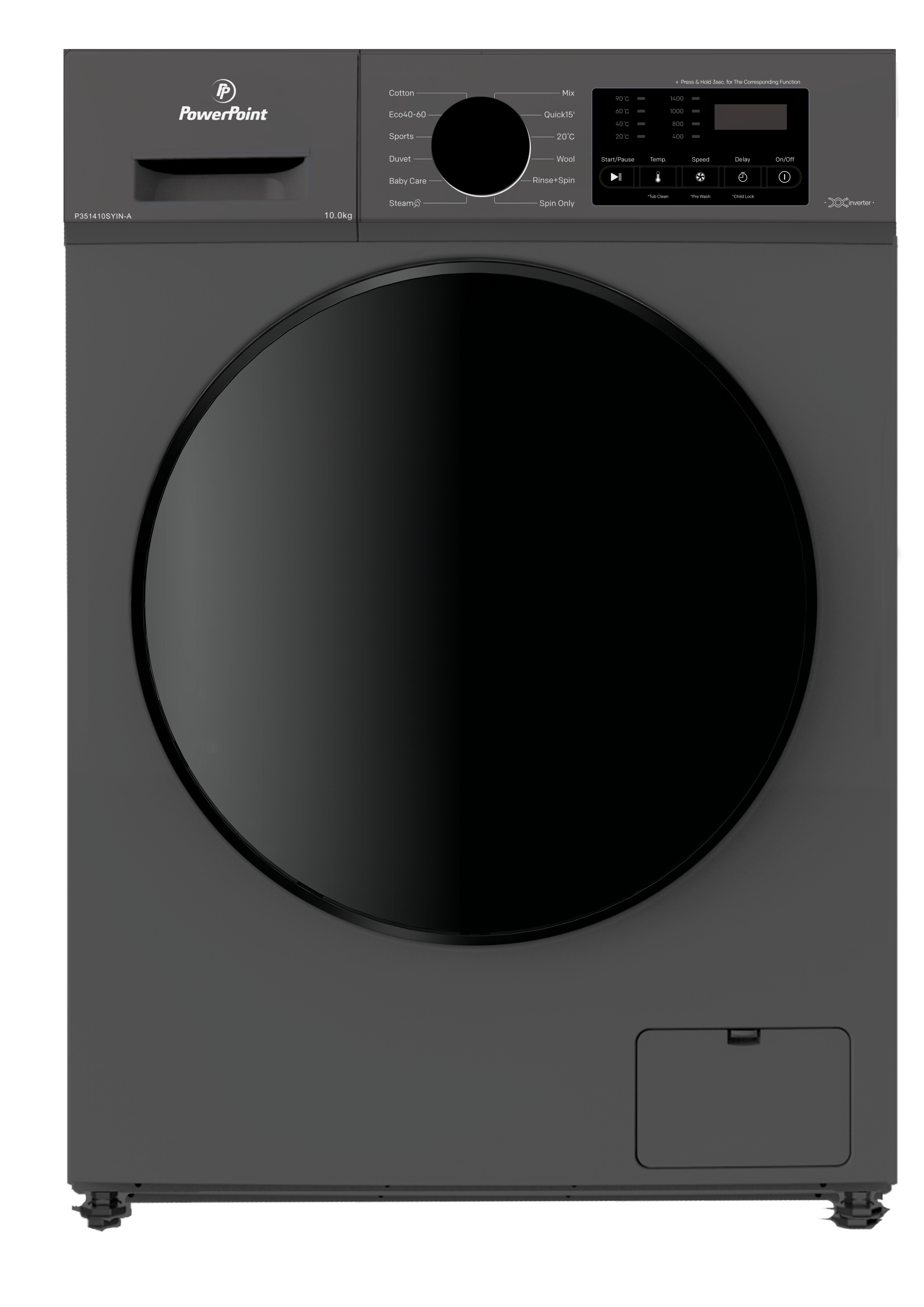 PowerPoint 10 kg Front-Load Washing Machine – Graphite