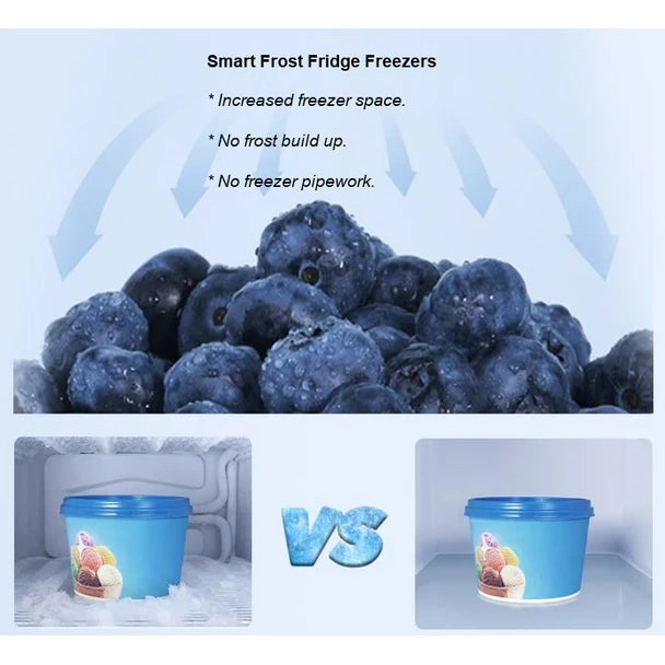 PowerPoint Smart Frost Fridge-Freezer – 205 L, Stainless Steel Finish