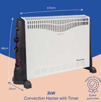 Russell Hobbs 2KW Convector Heater with Timer | RHCVH4002