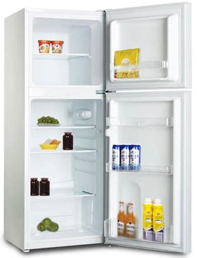 PowerPoint Freestanding Fridge Freezer – Stainless Steel, 168 × 55 cm