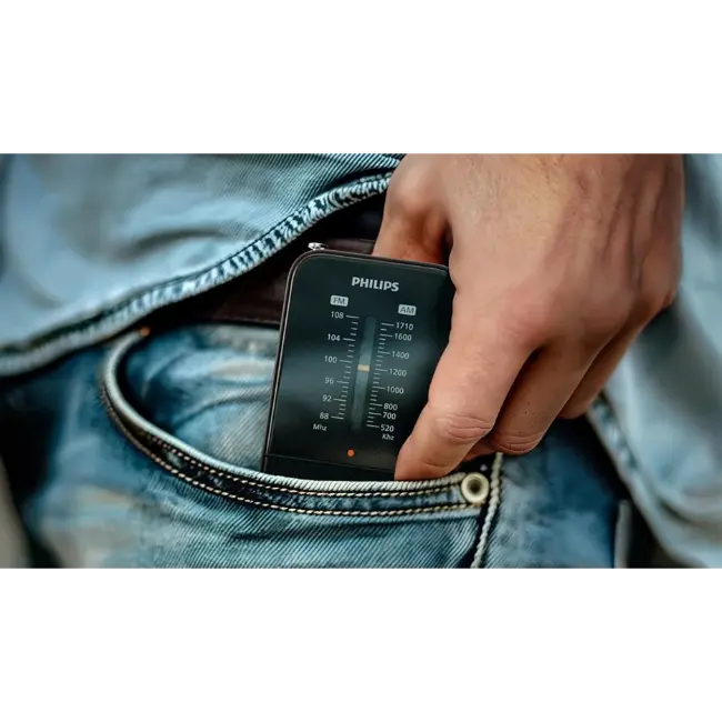 Philips FM Clock Radio with Battery Backup - Black