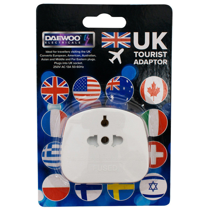 Daewoo TVL1012 UK Tourist Adaptor – Converts 2-Pin & 3-Pin to UK 3-Pin