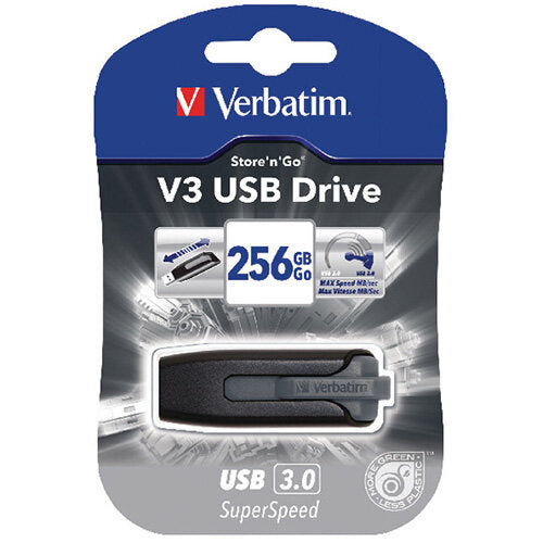 Verbatim Store ’n’ Go V3 256 GB USB 3.0 Flash Drive Retractable Connector