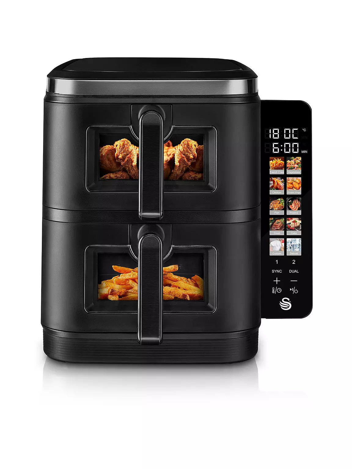 Swan 11L Twin Stack Air Fryer - Black