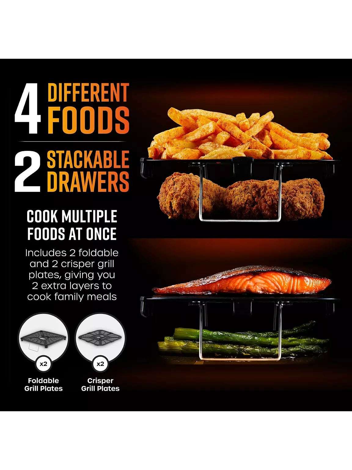 Swan 11L Twin Stack Air Fryer - Black