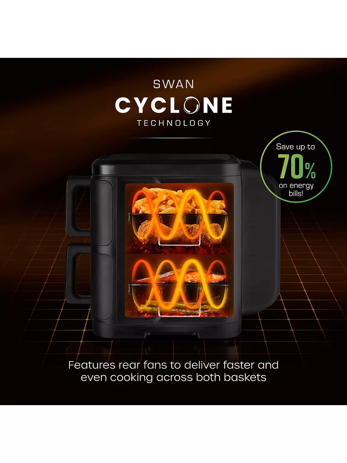 Swan 11L Twin Stack Air Fryer - Black