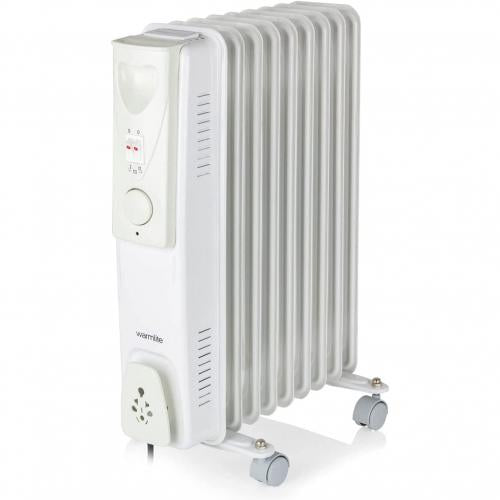 Warmlite WL43003YW 1500W 9-Fin Oil Filled Radiator with 3 Power Settings and Adjustable Timer, White