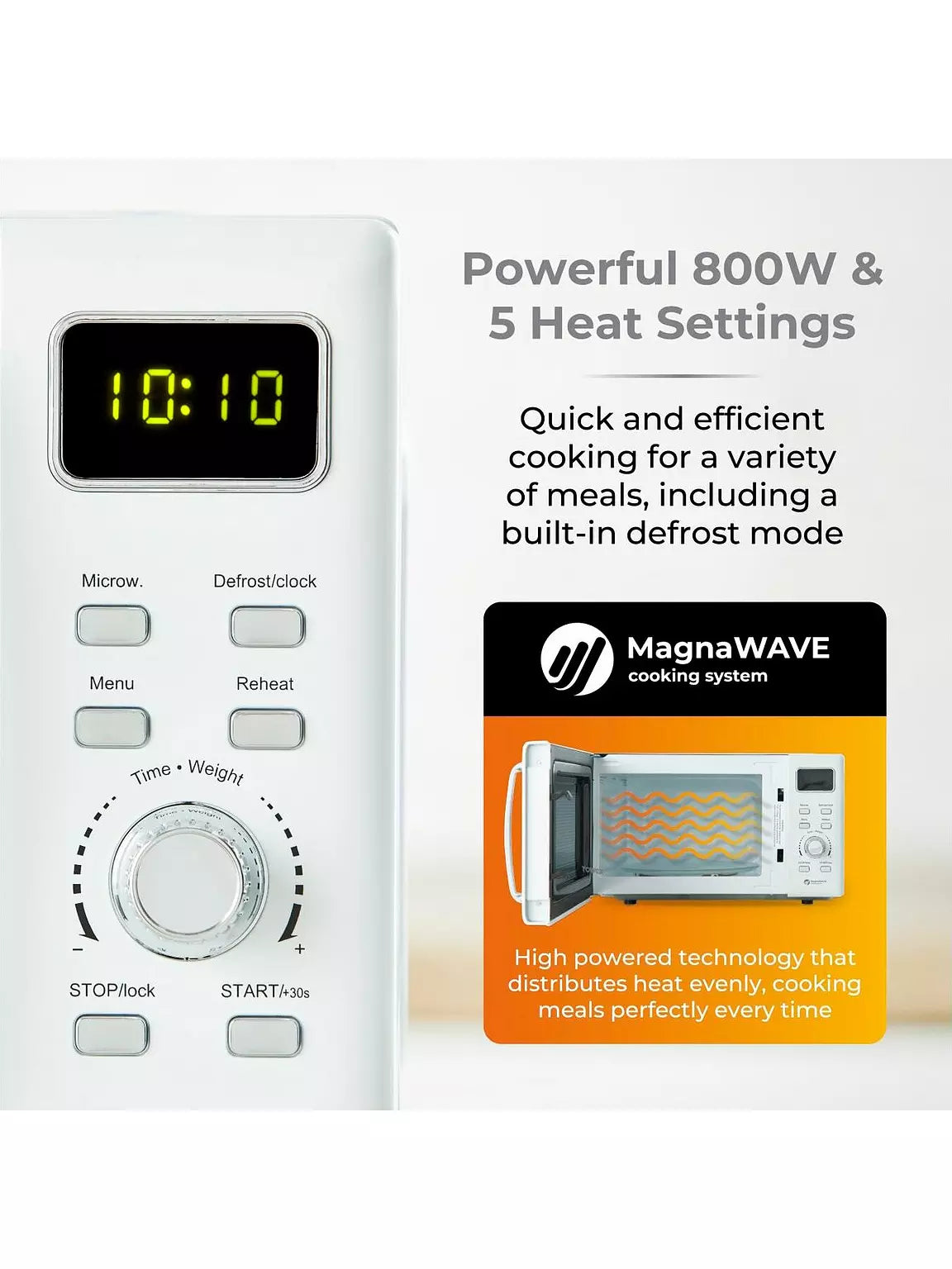 Tower 800 W 20 L Digital Microwave Oven, White & Chrome