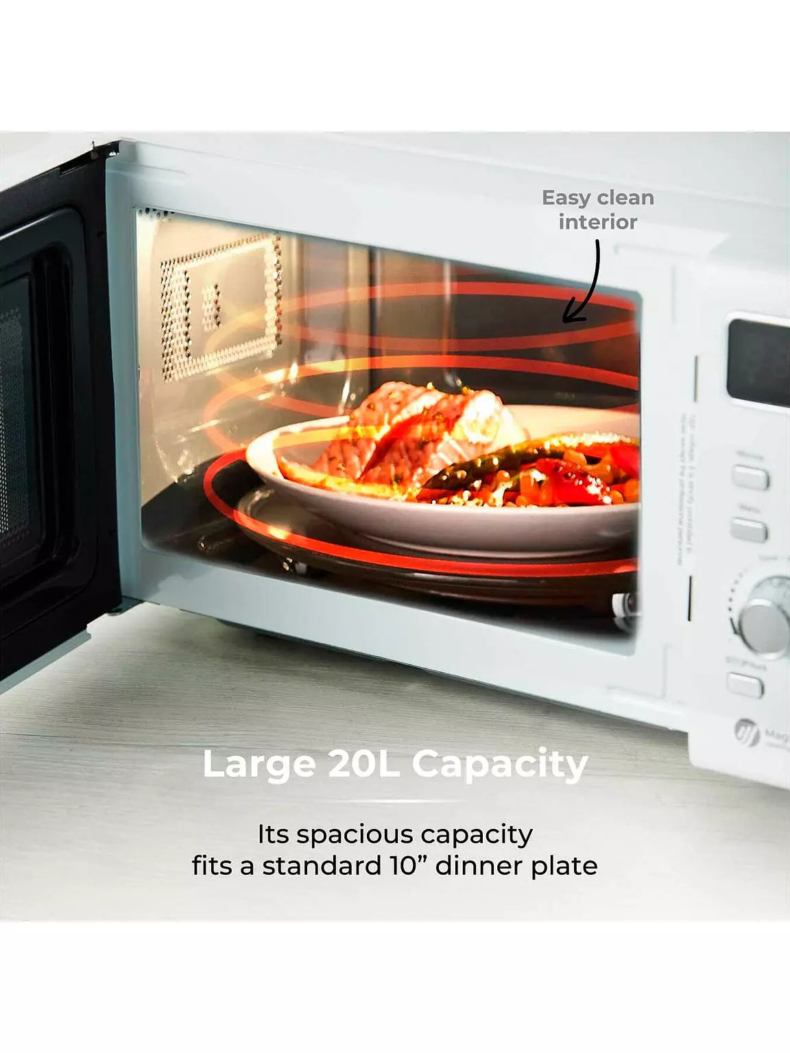 Tower 800 W 20 L Digital Microwave Oven, White & Chrome