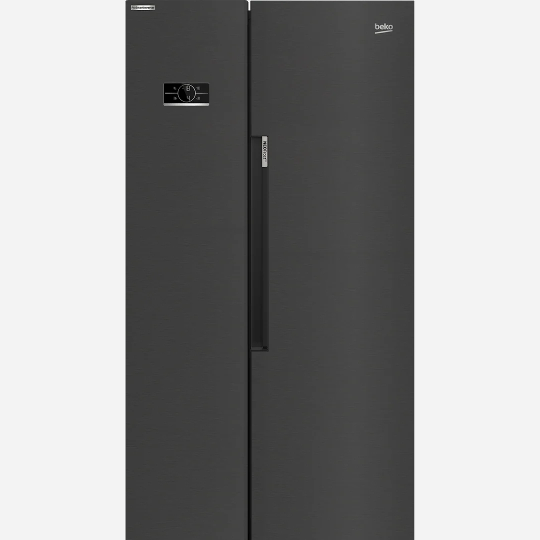 Beko Freestanding American Style Fridge Freezer with NeoFrost™ Black Steel | ASL1442VPZ