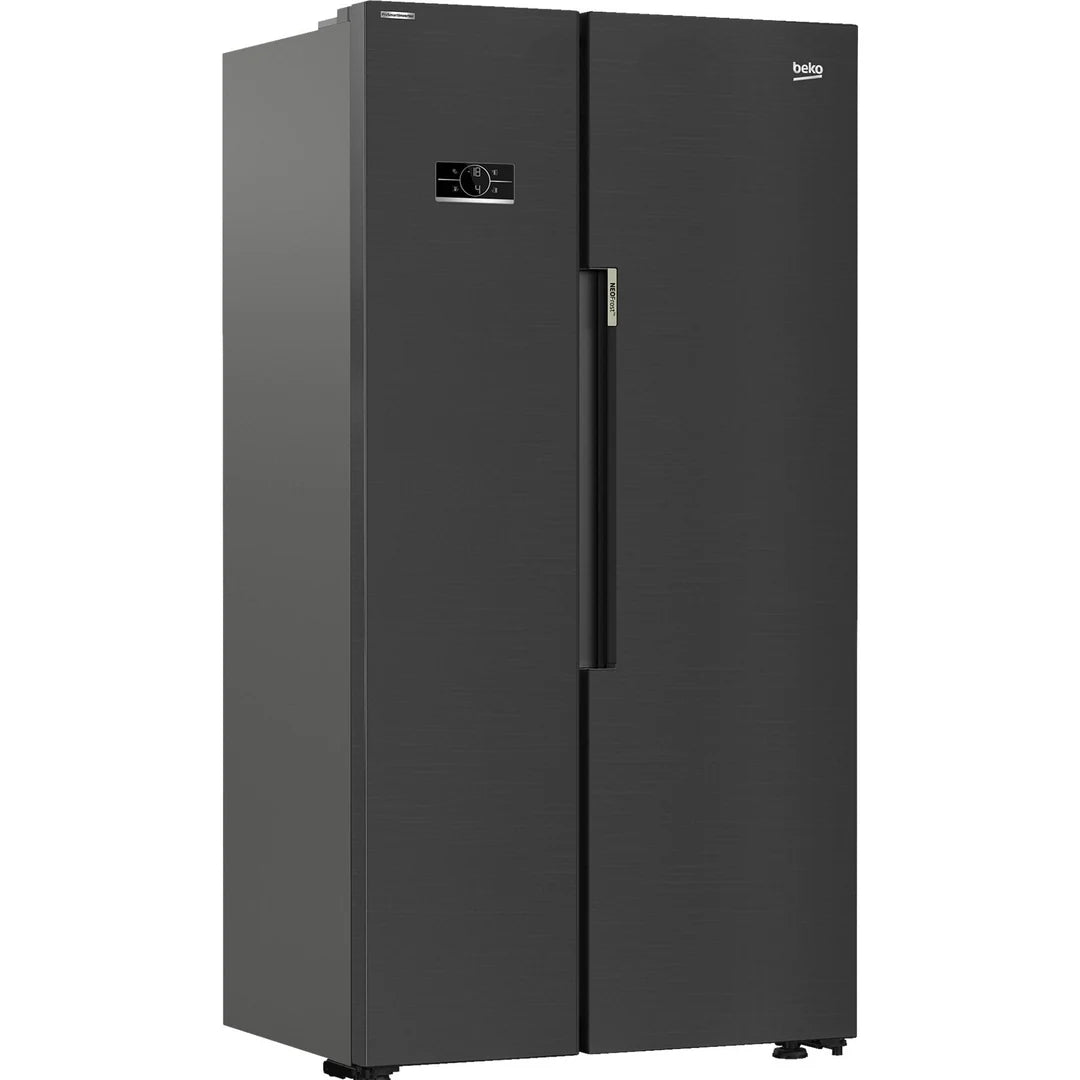 Beko Freestanding American Style Fridge Freezer with NeoFrost™ Black Steel | ASL1442VPZ