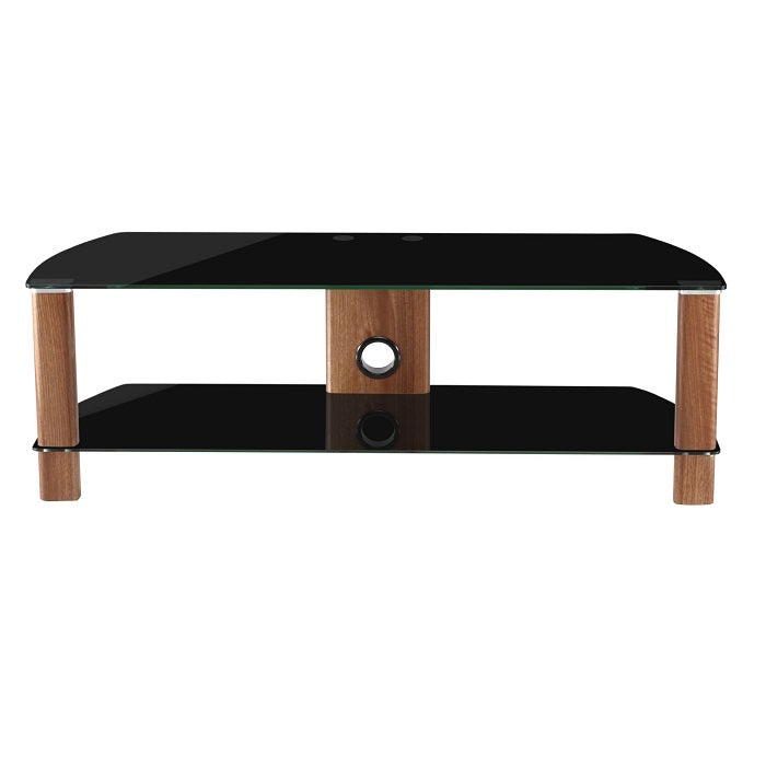 Alphason Century Stand 1200mm, Up to 55" - Walnut & Black Glass | ADCE1200-BLK