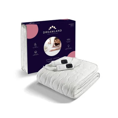 Dreamland Cosy Dreamer Superior Cotton Double Underblanket Mattress Warmer with Dual Controllers - White | 16995C