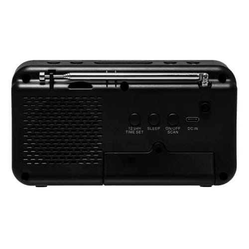 Groov‑e Radio Curve Rechargeable Alarm Clock Radio – Black