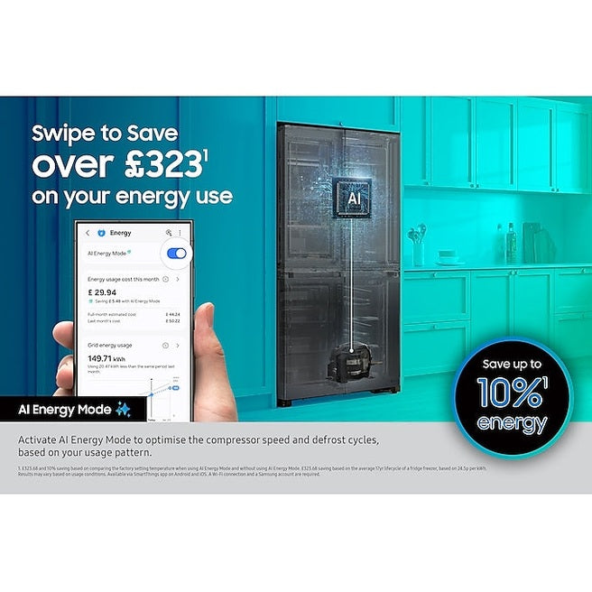 Samsung 640L Bespoke AI Series 6 Side-by-Side Fridge Freezer with SpaceMax™, Silver | RS70F64KETEU Samsung American Fridge Freezer Ben Sweeney Ben Sweeney Ben Sweeney