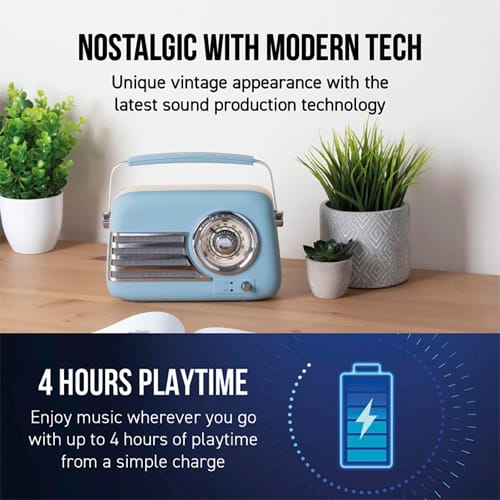 iTek Vintage Bluetooth FM Radio Vintage Blue