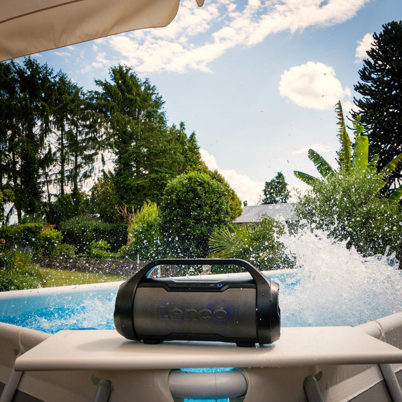 Lenco Splash‑Proof Bluetooth Speaker with FM, USB/SD & Party Lights